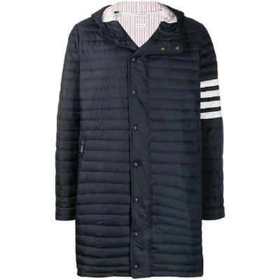 Thom Browne Tailoring Down Jacket With Hood In Blue