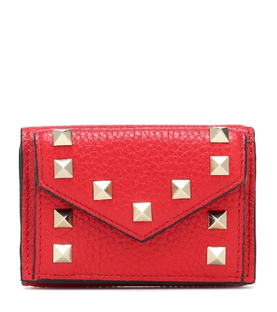 Valentino Garavani Rockstud Mini Leather Wallet In Red