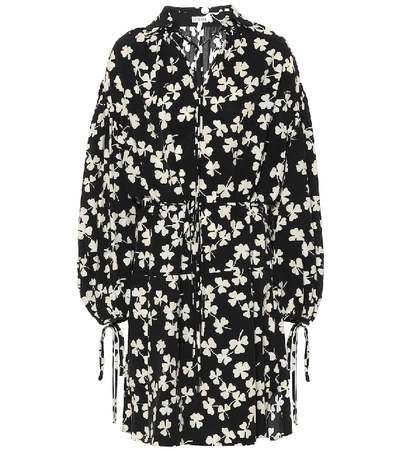 Loewe Tie-detail Shamrock Print Dress In Black/ivory