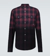 BALMAIN COTTON FLANNEL CHECKED SHIRT,P00481223