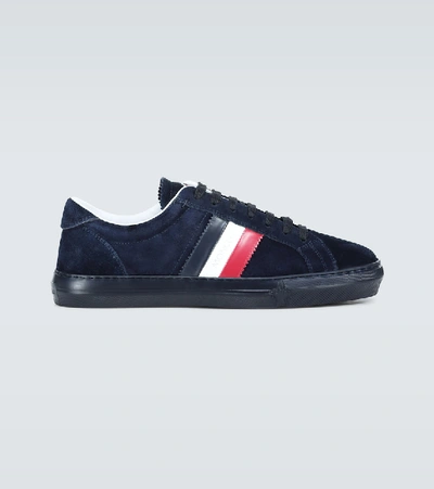 Moncler Navy Suede New Monaco Sneakers In 778 Navy