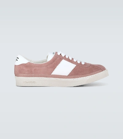 Tom Ford Bannister Leather-trimmed Suede Trainers In Powder