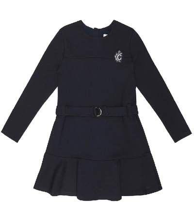 Chloé Kids' Little Girl's & Girl's Milano-knit Embroidered C Logo Dress In Navy