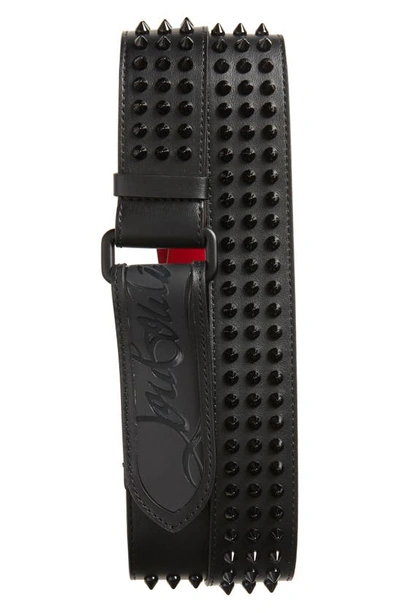 Christian Louboutin Loubi Stud-embellished Leather Belt In Black