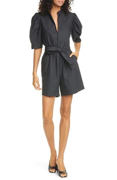 A.l.c Erica Belted Cotton-poplin Playsuit In Black