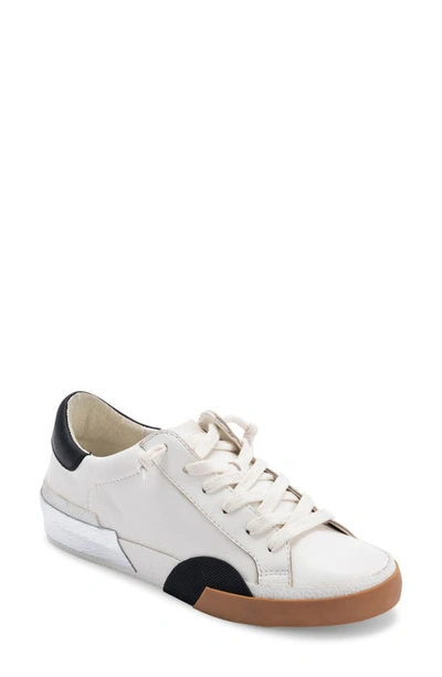 Dolce Vita Zina Plush Sneaker In White/black Leather