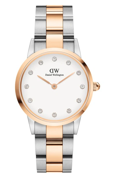 Daniel Wellington Iconic Lumine Bracelet Watch, 28mm In Rose Gold/ Silver