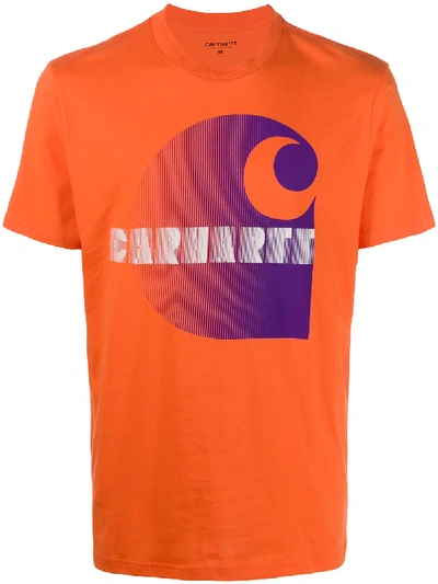 Carhartt Logo Print T-shirt In Orange