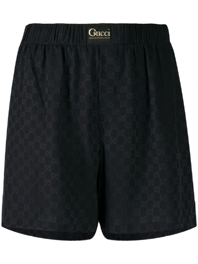 Gucci Gg Silk Crepe Jacquard Shorts In Black