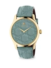 GUCCI G-TIMELESS GOLDTONE CASE 38MM PASTEL BLUE LEATHER STRAP WATCH,0400012895519