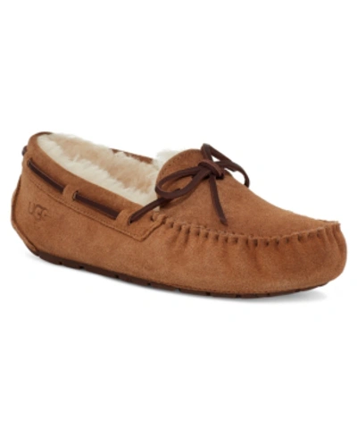 Ugg Dakota Womens Suede Shearling Lined Moccasin Slippers In Chestnut