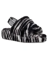 Ugg Fluff Yeah Zebra-print Sheepskin Slingback Slippers In Black/white