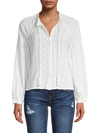 ALLISON NEW YORK EMBROIDERED PEASANT BLOUSE,0400012814830