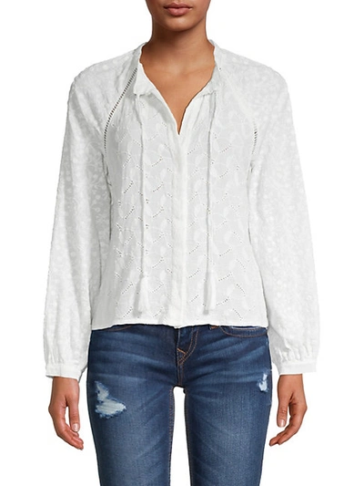 Allison New York Embroidered Peasant Blouse In White