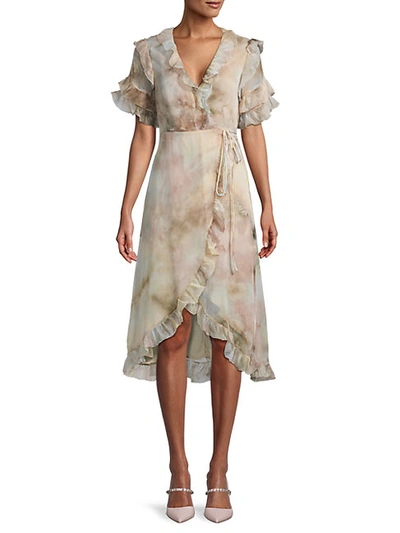 Allison New York Tie-dye Ruffle Wrap Dress In Sorbet Tie Dye