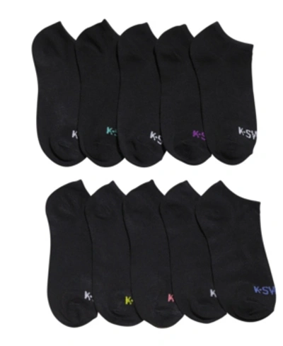 K-swiss Ladies Ankle Low Cut Sports Running Cushioned Athletic Socks, 10 Pack In Black