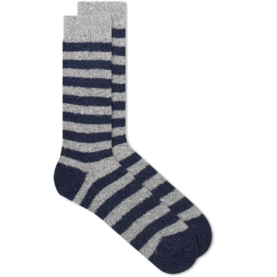 Howlin' Cosmonaut Striped Merino Wool-blend Terry Socks In Blue
