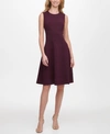 Tommy Hilfiger Sleeveless Fit & Flare Dress In Aubergine