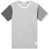 Thom Browne Contrast Sleeve Crewneck Cotton Ringer T-shirt In Grey