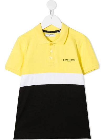 Givenchy Kids' Colour Block Polo Shirt In Yellow