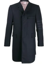 Thom Browne Tonal 4-bar Chesterfield Overcoat In Blue