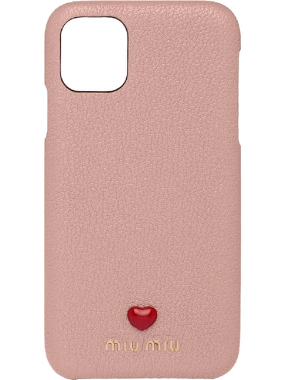 Miu Miu Iphone 11 爱心镶嵌手机壳 In Pink