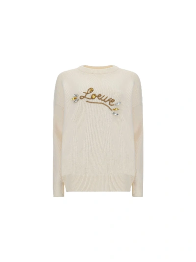 Loewe Sweater In White/camel