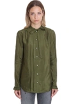GOLDEN GOOSE ALESSIA SHIRT IN GREEN COTTON,11469752