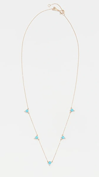 Adina Reyter 14k Turquoise + Round Diamond Chain Necklace In Yellow Gold