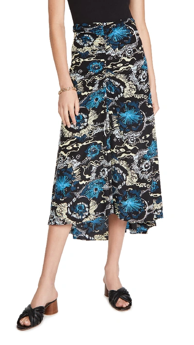 A.l.c Mabelle A-line Printed Skirt In Black/ Blue