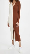 Staud Shoko Two-tone Ribbed Stretch-knit Cardigan In Tan/white