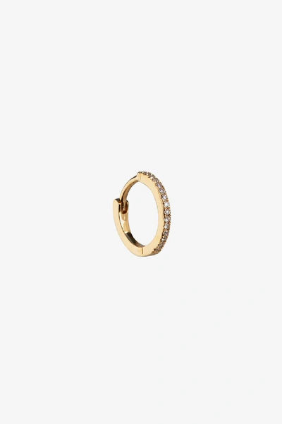 Anine Bing Small Diamond Hoop In Gold In 14k Gold