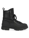 Ganni Padded Mixed-media Hiking Boots In Black