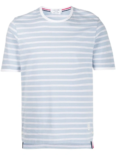 Thom Browne Striped Cotton-jersey T-shirt In Blue