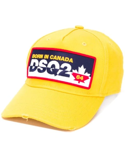 Dsquared2 Logo Embroidered Cap In Yellow