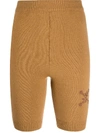 Off-white Embroidered Floral Arrows Motif Knitted Shorts In Brown