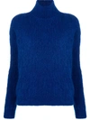 Saint Laurent Roll-neck Knitted Jumper In Blue