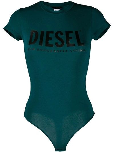 Diesel Ufby-bodytee Logo-print Bodysuit In Green