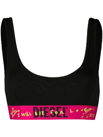 Diesel Ufsb Logo Band Wire-free Bra In Black