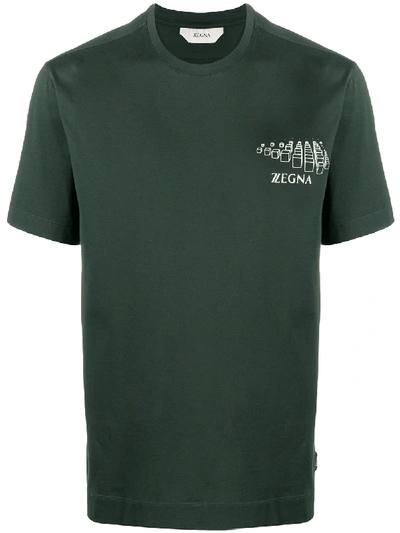 Ermenegildo Zegna Logo Print Short-sleeved T-shirt In Green