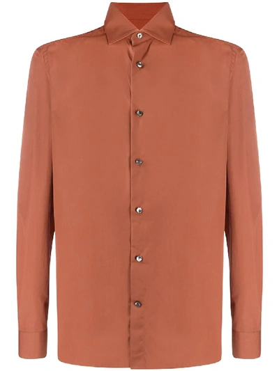 Ermenegildo Zegna Cotton Poplin Shirt In Orange