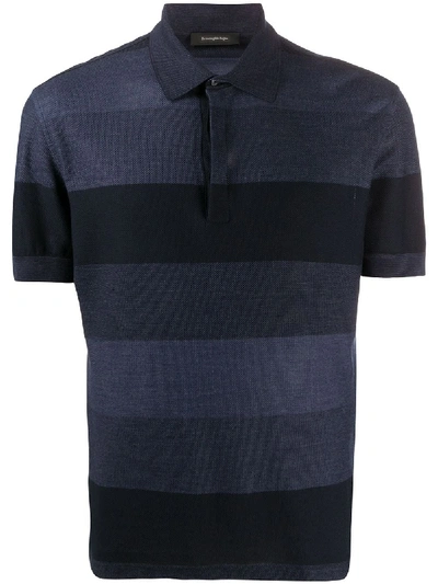 Ermenegildo Zegna Striped Polo Shirt In Blau