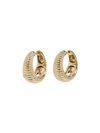 YVONNE LÉON 9KT YELLOW GOLD RIDGED DIAMOND HOOP EARRINGS