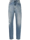 Dolce & Gabbana Distressed High-rise Boyfriend Jeans In Blue