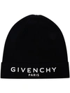 GIVENCHY PARIS LOGO-EMBROIDERED BEANIE HAT