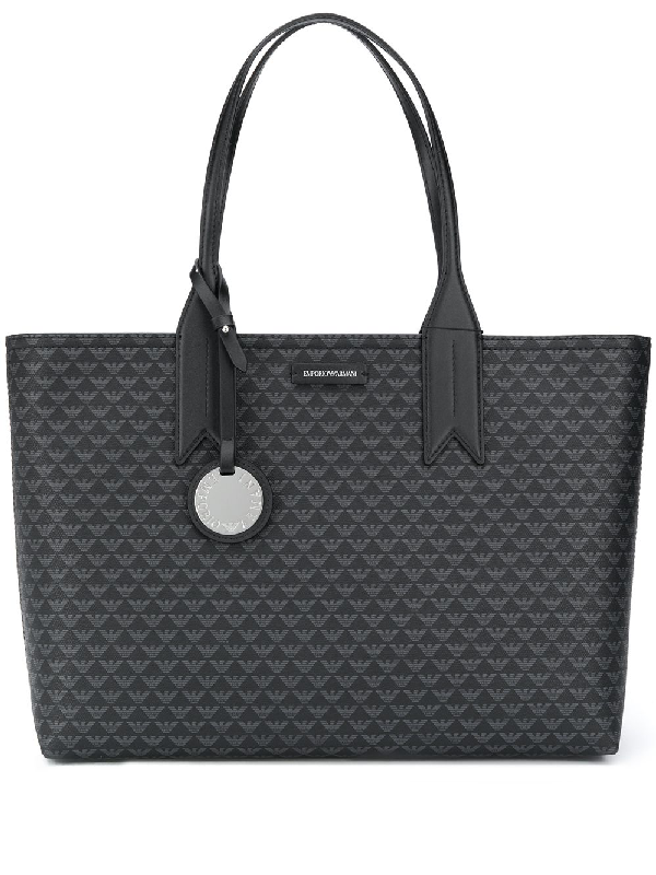 Emporio Armani Monogram Tote Bag In Black | ModeSens