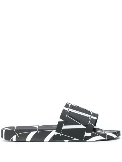 Valentino Garavani Vltn Print Pool Slides In Black