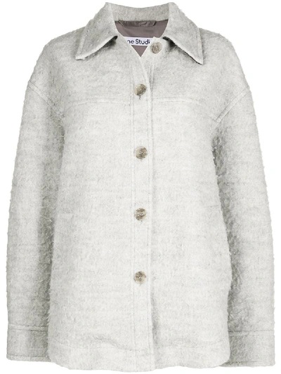 Acne Studios Single-breasted Pilled Overshirt Coat In Grey