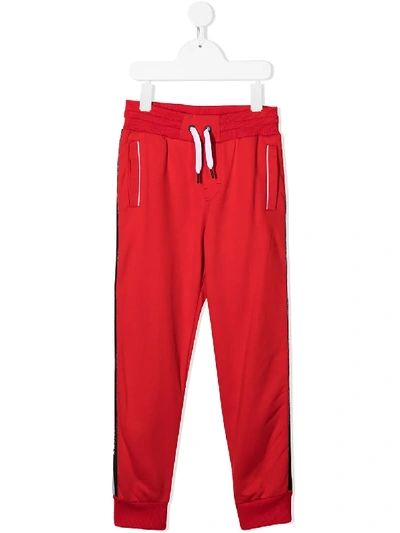 Givenchy Kids' Logo抽绳腰边运动裤 In Red