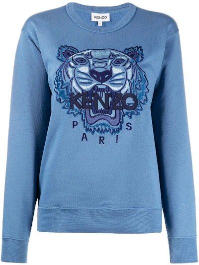Kenzo Embroidered-logo Sweatshirt In Blue